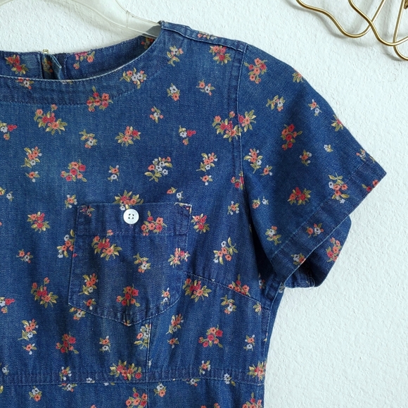Vintage Liz Claiborne Floral Demin Chambray Dress - Picture 3 of 8